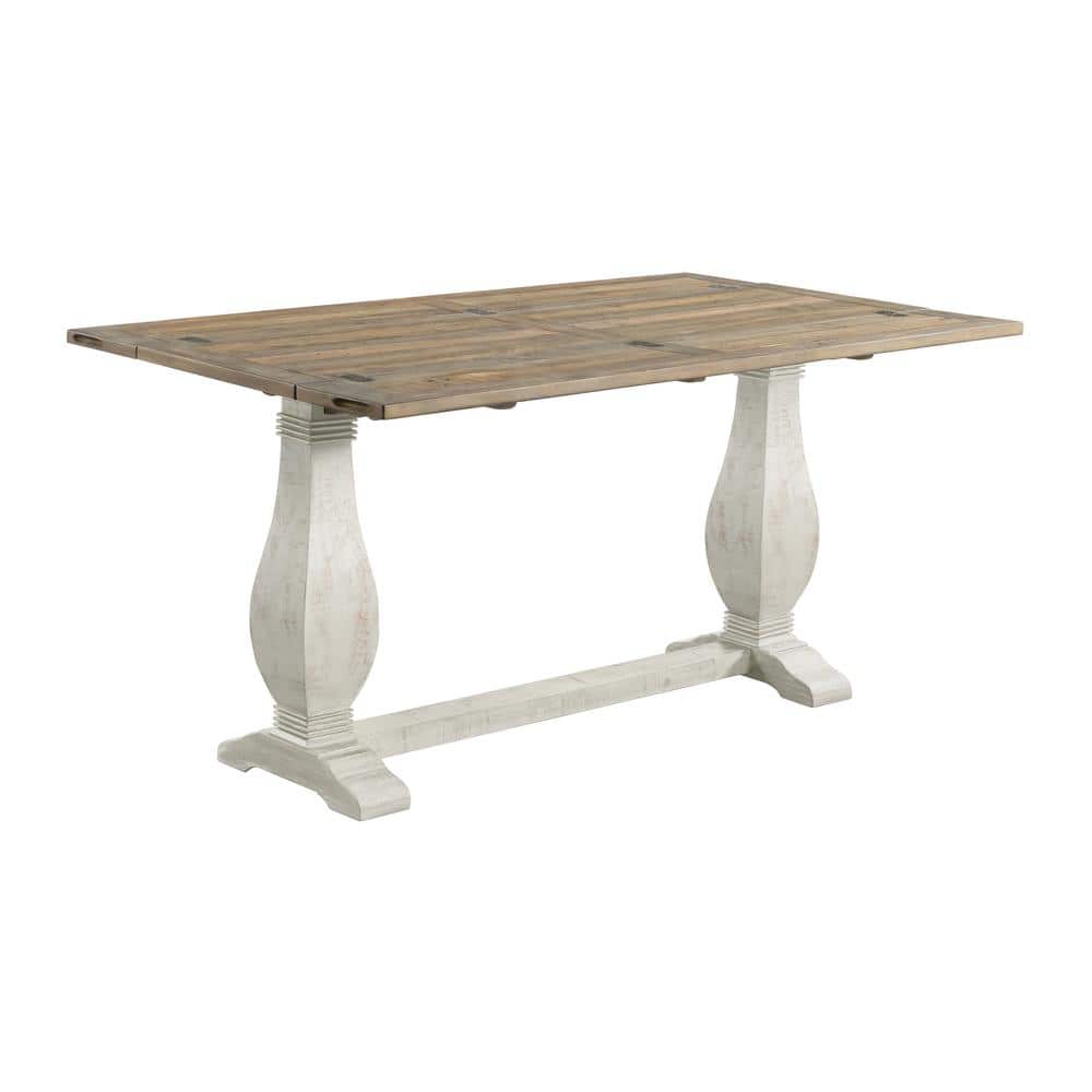 Napa 60" White and Natural Wood Flip Top Sofa Table