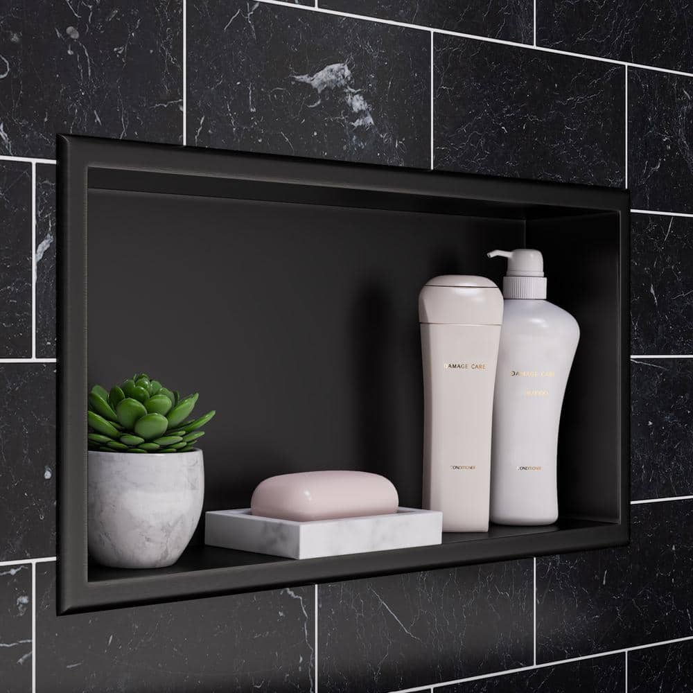 Brushed Black Stainless Steel Wall Mount Shower Niche Shelf