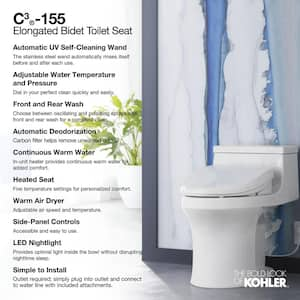 Purewash E590 Electric Bidet Seat for Elongated Toilets in White