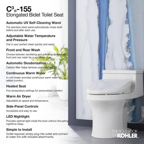 Purewash E590 Electric Bidet Seat for Elongated Toilets in White