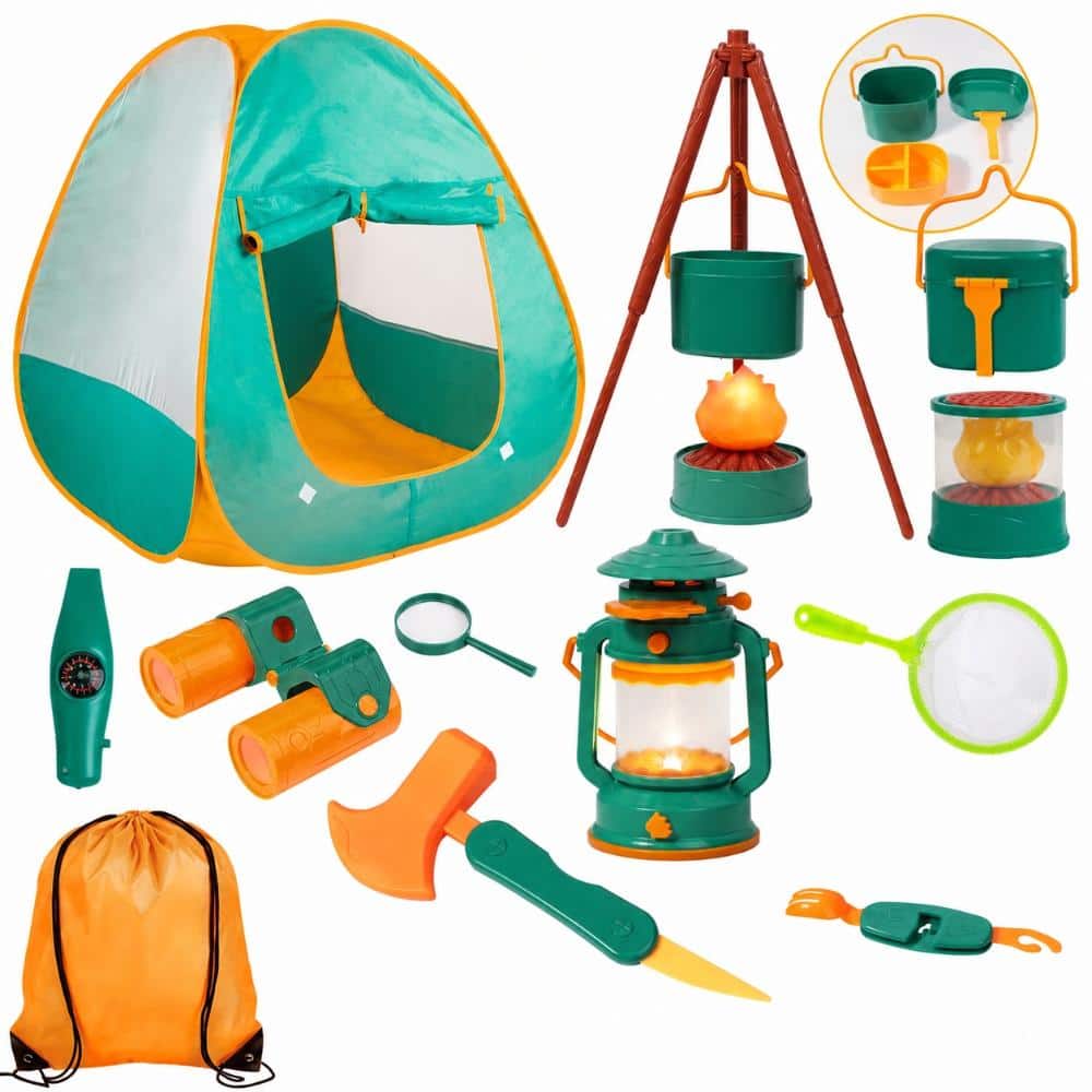 13.5 x 12.99 x 4.92 in. Kids Pretend Camping Play Set with Tent for Indoor and Outdoor Pretend Play Toddler price history on PriceWatchPro