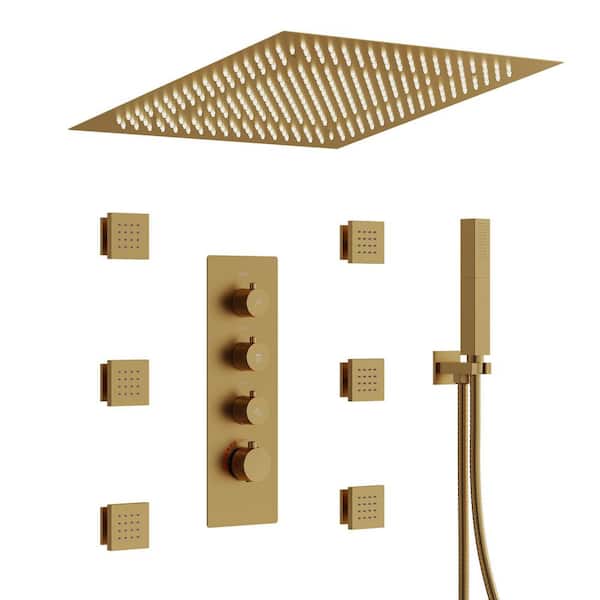 かい　シャワーズ☆ ゴールドスター　1ed EVERSTEIN 7-Spray 20 in. Flush Ceiling Mount Fixed and Handheld