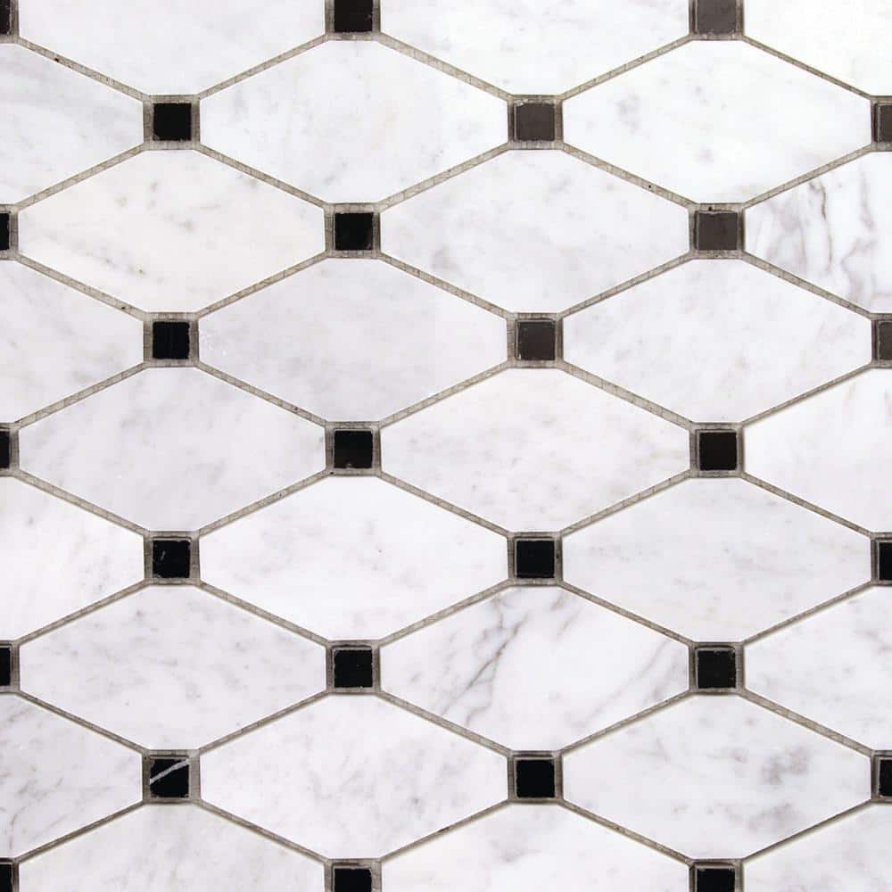 Diapson White Carrara and Black 3 in. x 0.39 in. Polished Marble Tile Sample price history on PriceWatchPro