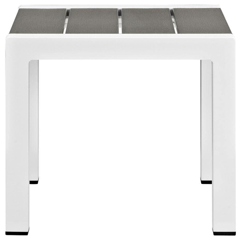Sleek Shoreline Silver Gray Aluminum Outdoor Side Table