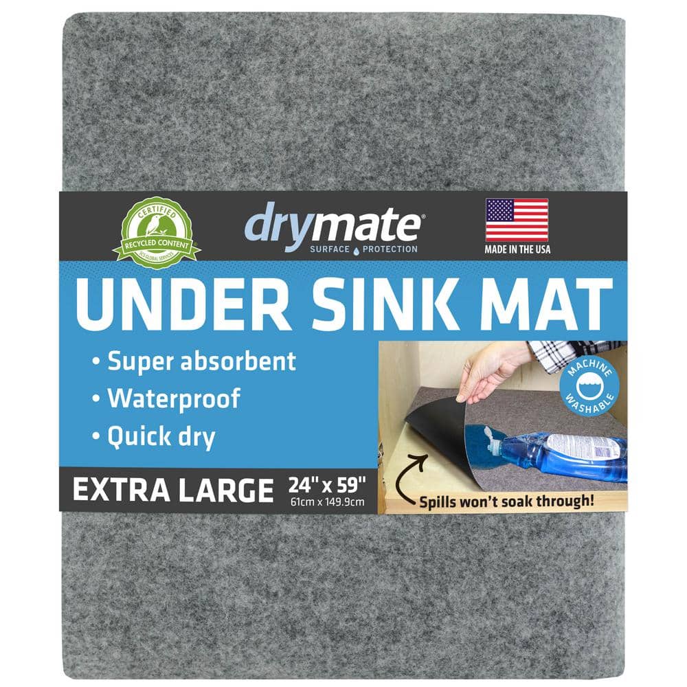 Premium Light Gray 24 in. D x 59 in. L Solid Slip Resistant, Waterproof Und