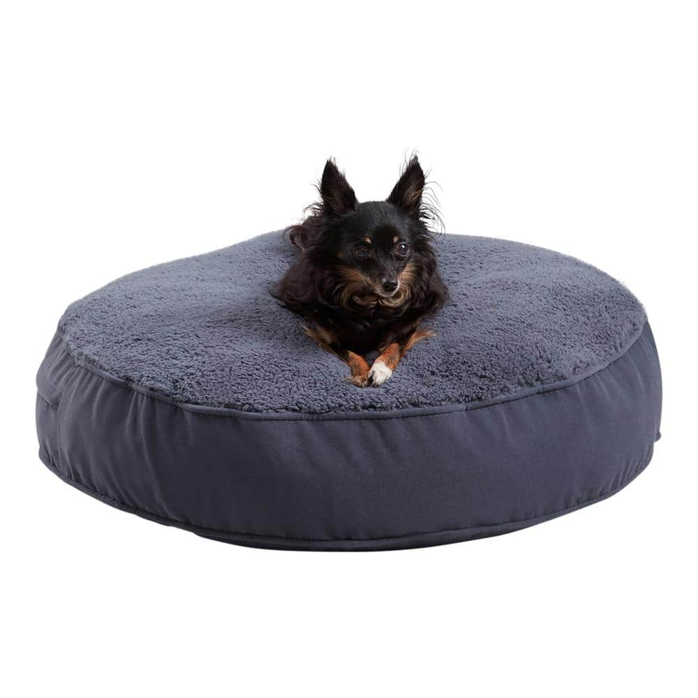 Happy Hounds Scout Deluxe Small Round Blue Steel Sherpa Dog Bed DB250S ...