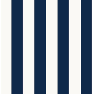 Stripe Navy Paper Strippable Roll (Covers 56 sq. ft.)