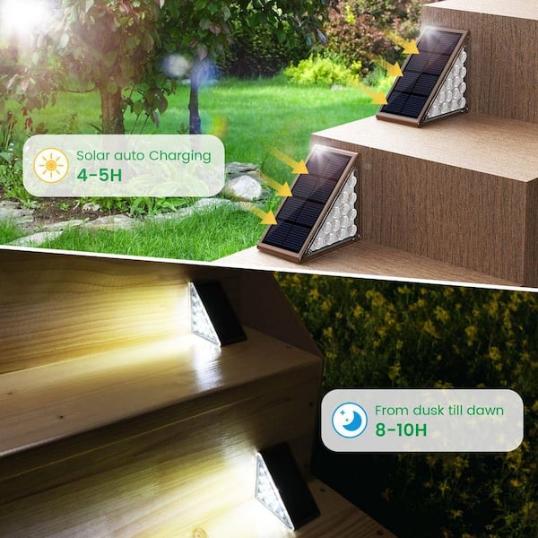 MOEPISY 12-Pack ABS Plastic Solar Step Lights for Outside, Solar