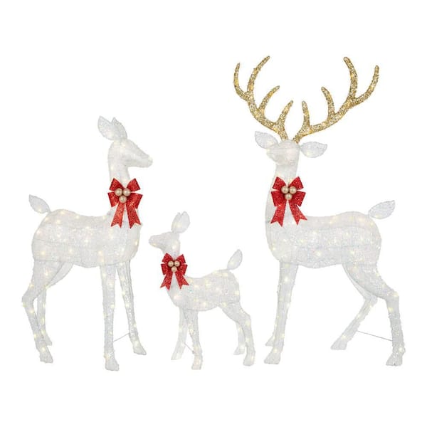 3-Piece Color-Changing LED Iridescent Deer Family Holiday Yard Decoration