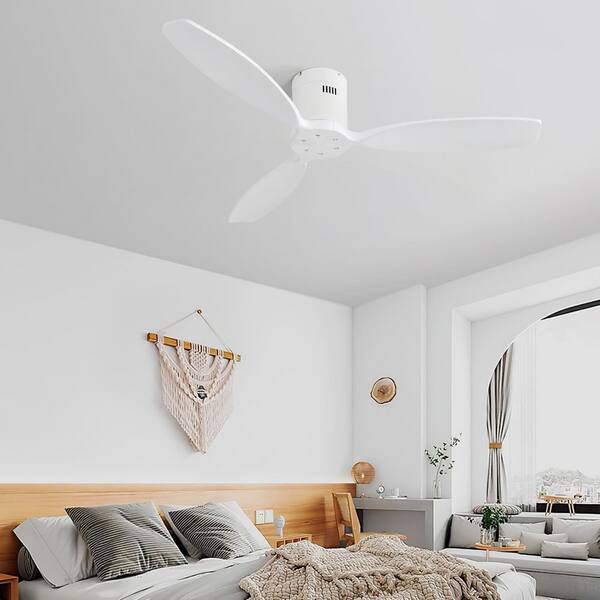 52 in. Indoor 3 Blade Flush Mount Quiet White Ceiling Fan without
