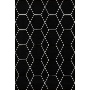 Trellis Frieze Black/Ivory 6 ft. x 9 ft. Geometric Area Rug