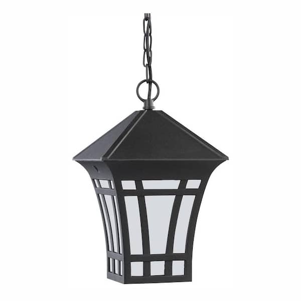 Generation Lighting Herrington Black 1-Light Outdoor Hanging Pendant with LED Bulb