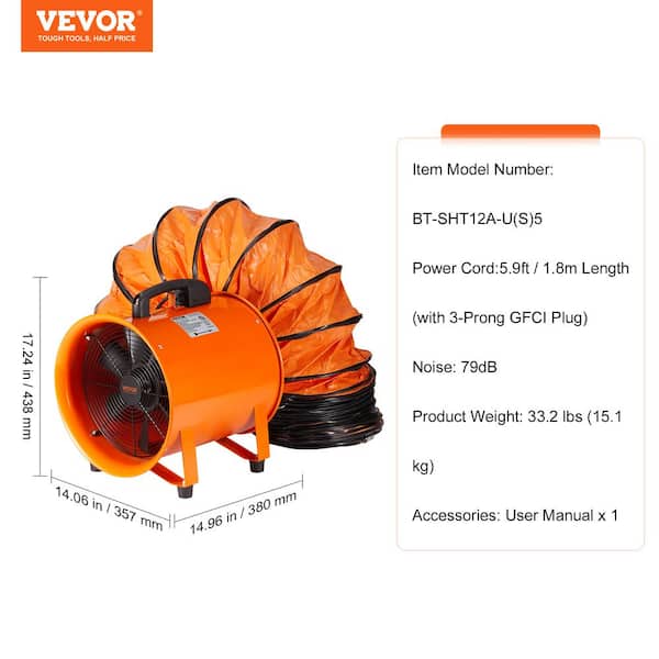 VEVOR Industrial Portable Air Blower Ventilator With Dominican Republic