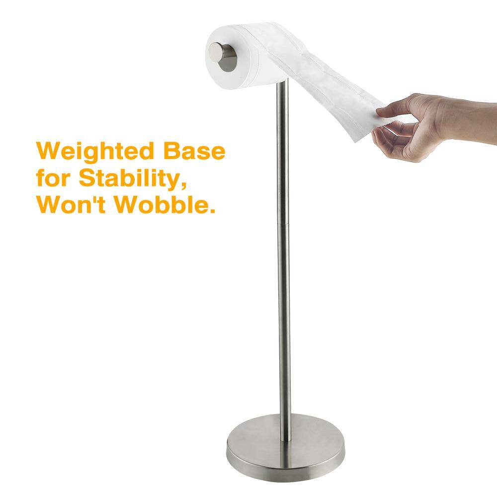 Brushed Nickel Stainless Steel Freestanding Toilet Paper Holder