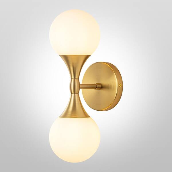 RRTYO North 6.4 in. 2-Light Gold Bubble Modern Up and Down Wall Sconce ...