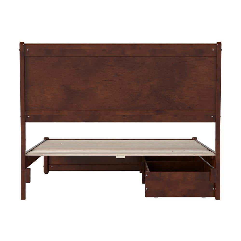 Casanova Dark Walnut Full Wood Platform Bed with Storage Drawers