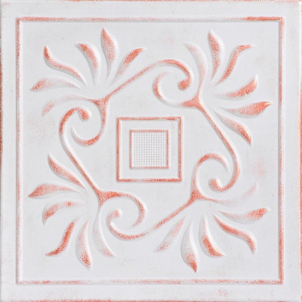 A La Maison Ceilings Cockatoos White Washed Copper 1.6 ft. x 1.6 ft. Decorative Foam Glue Up Ceiling Tile (21.6 sq. ft./case)