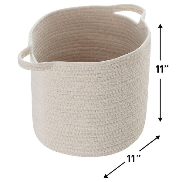 Rope Woven Storage Basket With Handles And White Fabric - Temu