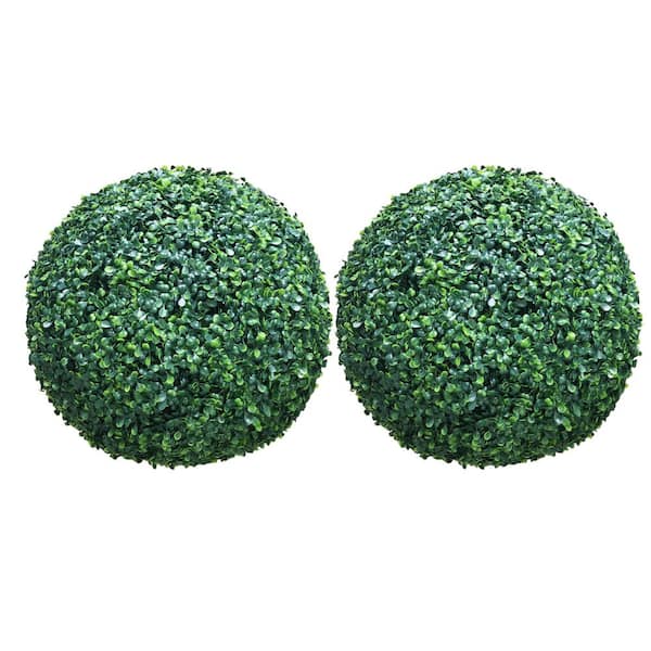 LHY 22 in. 2 Piece Artificial Boxwood Ball UV Proof Faux Topiary Ball Lifelike Greenery Balls Tree Outdoor Indoor Decor