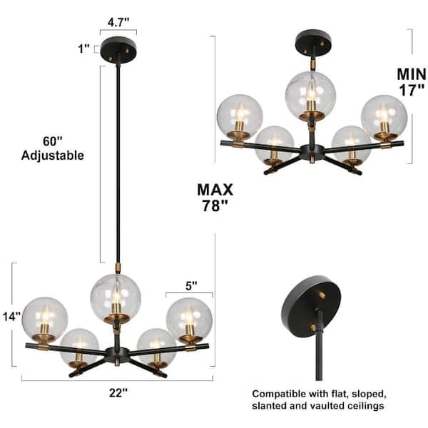 Zevni Modern Black Island Pendant Light, Ostter 22 in. 5