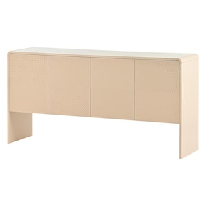 60 in. W x 15.7 in. D x 30 in. H Beige Linen Cabinet with Large Sideboard, 4 Doors and 2 Adjustable Shelves