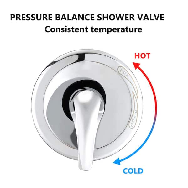 7-Spray Patterns with 1.8 GPM 4.72 in. Wall Mount Fixed Shower Head with Tub Spout in Chrome