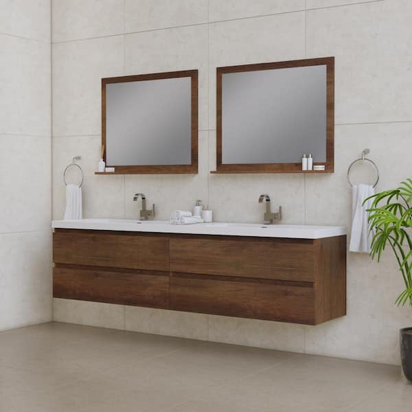 D Wall Mount Bath Vanity In Rosewood, How To Make A Wall Hung Bathroom Vanity