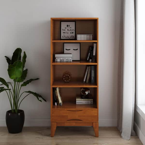 Harper 60 in. H Teak Brown Wooden 4 - -Shelf Accent Bookcase