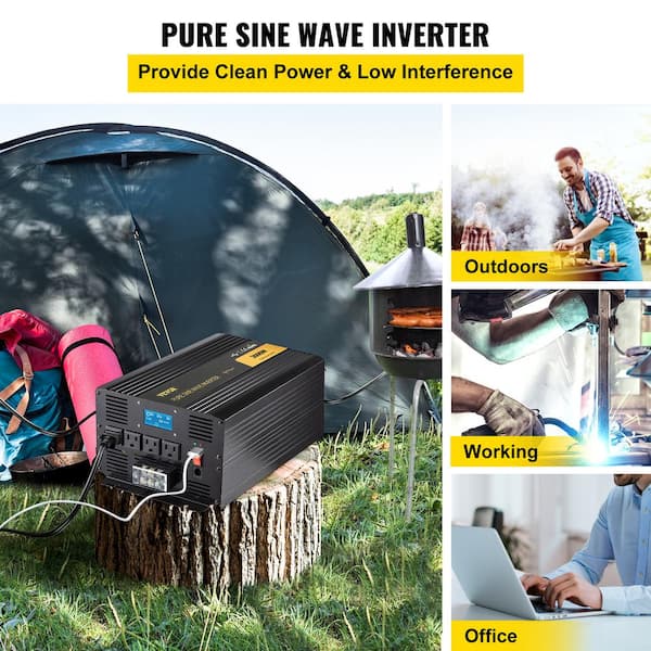 Pure Sine Wave Power Inverter 3000-Watt Car Inverter DC 24-Volt to AC  120-Volt with USB Port LCD Display Remote Control