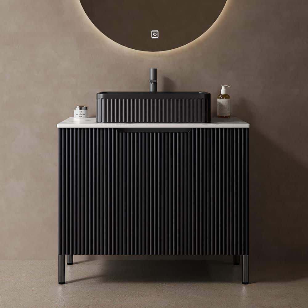 30 in. Single Sink Freestanding Black Bath Vanity with Black Ceramic Top price history on PriceWatchPro