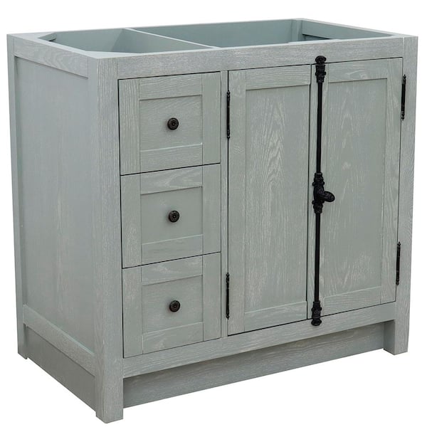 Bellaterra Home Plantation 36 in. W x 21.5 in. D x 34.5 in. H Bath Vanity Cabinet Only in Gray Ash with Right Side Doors