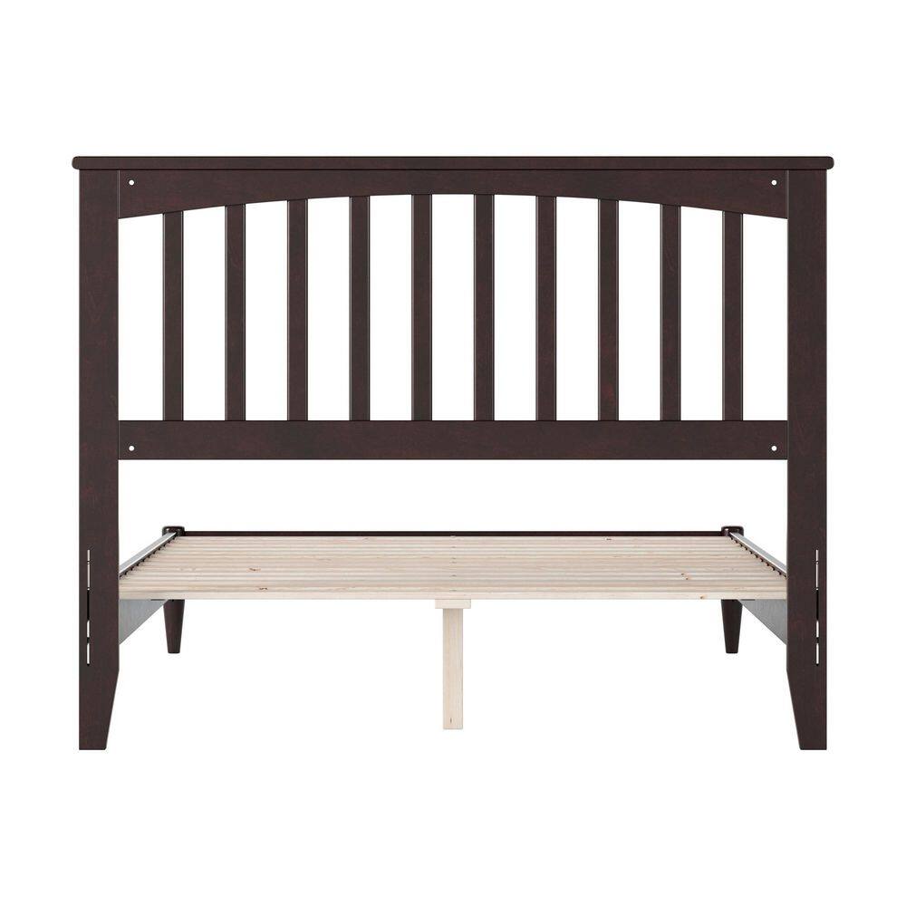 Espresso Full Wood Platform Bed with Slatted Headboard