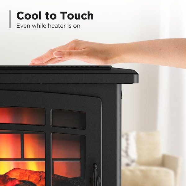 Cottinch Electric Fireplace Heater Portable for Indoor Use Timer Logs with Lights Adjustable Brightness Electric Fireplace Black 3D Flame Effects The Living Room Large Room Remote Control