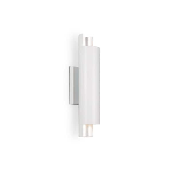 KUZCO Dela 16 in. 1-Light 18-Watt White/Silver Integrated LED Wall Sconce