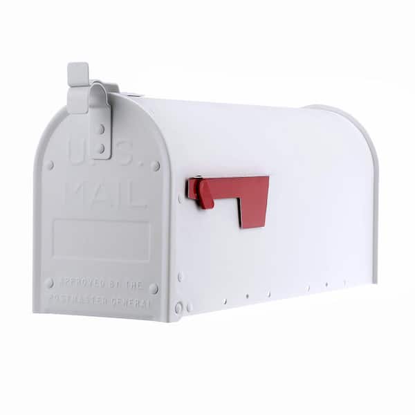 Architectural Mailboxes Admiral Textured White, Medium, Aluminum, Post Mount Mailbox