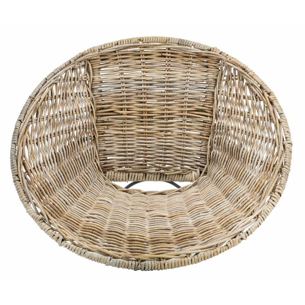 Grey Wash & Dark Steel Geometric Rattan Accent Chair