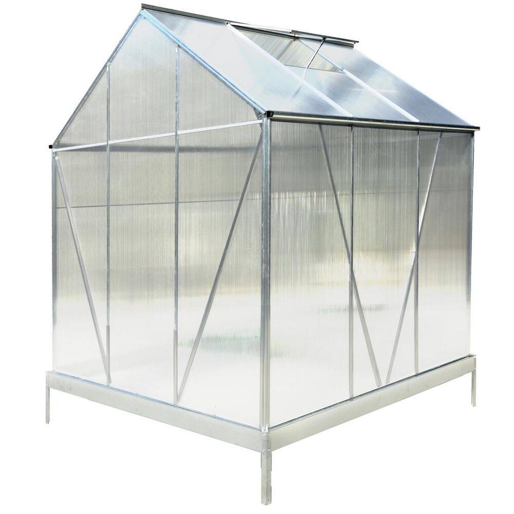 6 Ft. W x 6 Ft. D Polycarbonate Heavy Duty Frame Outdoor Walk-in Greenhouse with Rain Gutter In Silver price history on PriceWatchPro