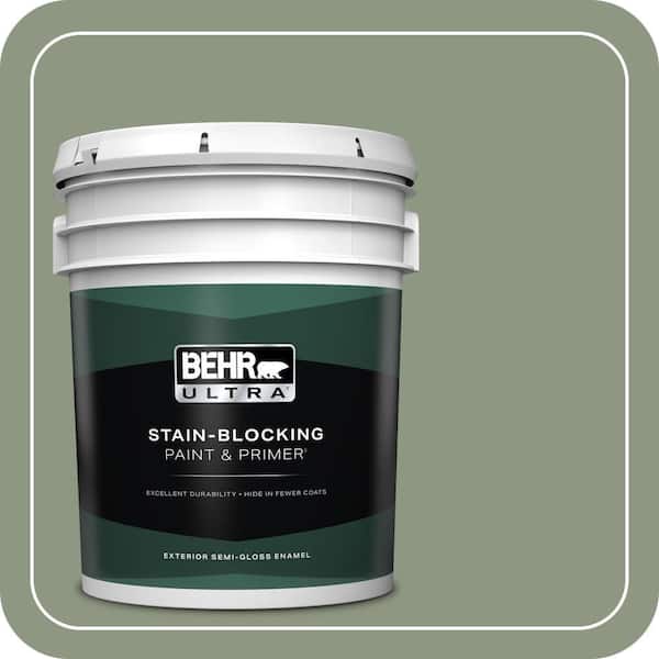 BEHR ULTRA 5 gal. #PPU11-17 Hillside Green Semi-Gloss Enamel Exterior Paint & Primer
