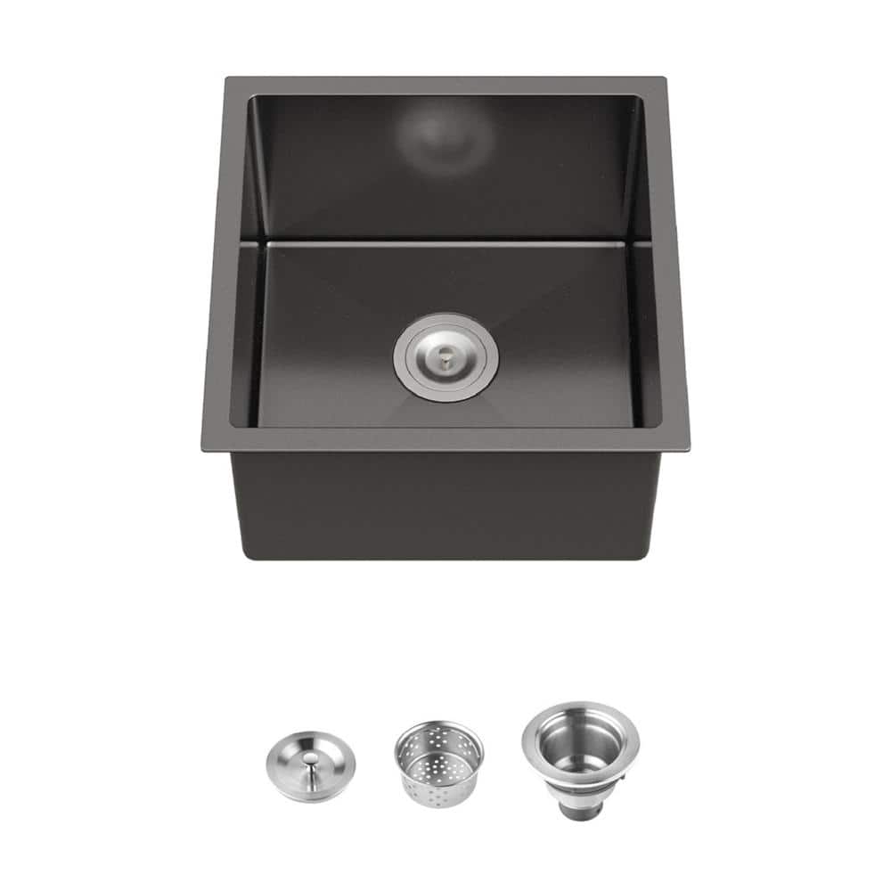 18 Inch Undermount Kitchen Sink with Drain Stainless Steel Single Bowl Under Counter Square Kitchen Sinks in Matte Black price history on PriceWatchPro