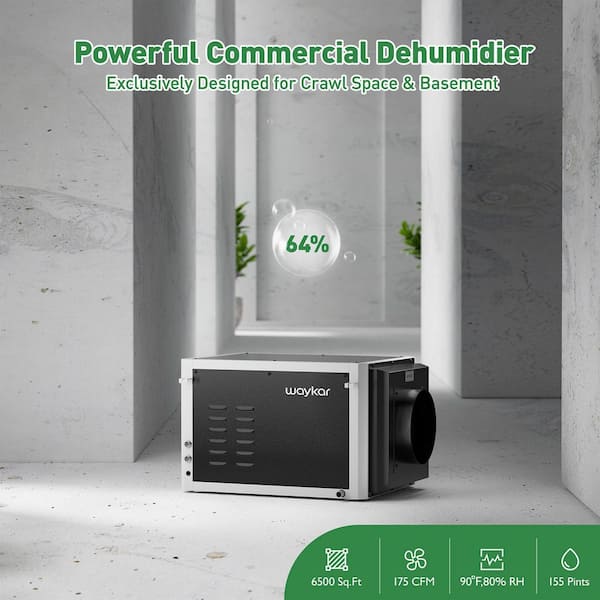 waykar 155-Pint Capacity Commercial Industrial Dehumidifier For