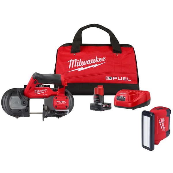 M12 FUEL 12V Lithium-Ion Cordless Compact Band Saw XC Kit with One 4.0 Ah Battery, Charger, Bag & M12 ROVER Light