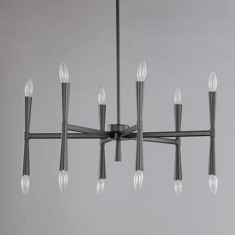 Rome Civic Black 12-Light Taper Candle Chandelier