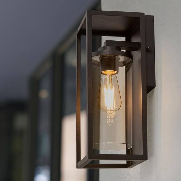 Maxxima Outdoor Wall Sconce Black Rectangular Fixture w/ Clear