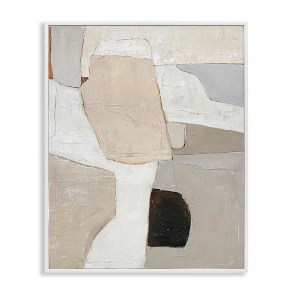 Stupell Industries Beige Shape Geometrics by Design Fabrikken White Framed Abstract Giclee Art Print 14 in. x 11 in.