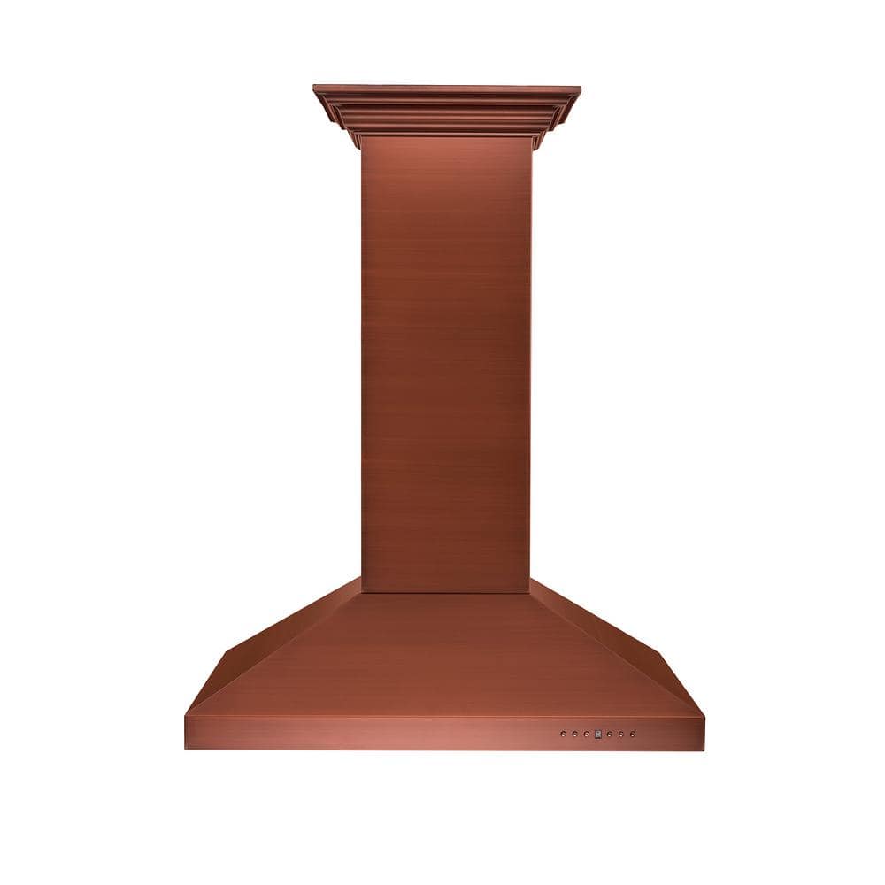 36" Copper Convertible Island Range Hood with Charcoal Filter