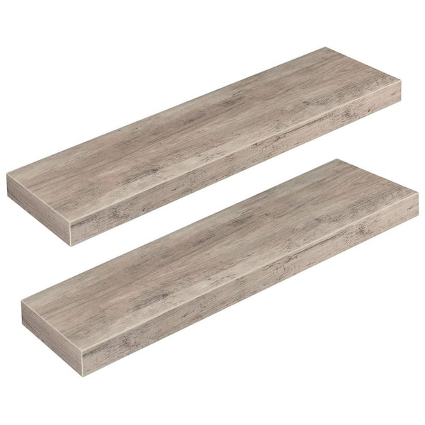 Unbranded 31.5 in. W x 8 in. D Greige Decorative Wall Shelf (set of 2)