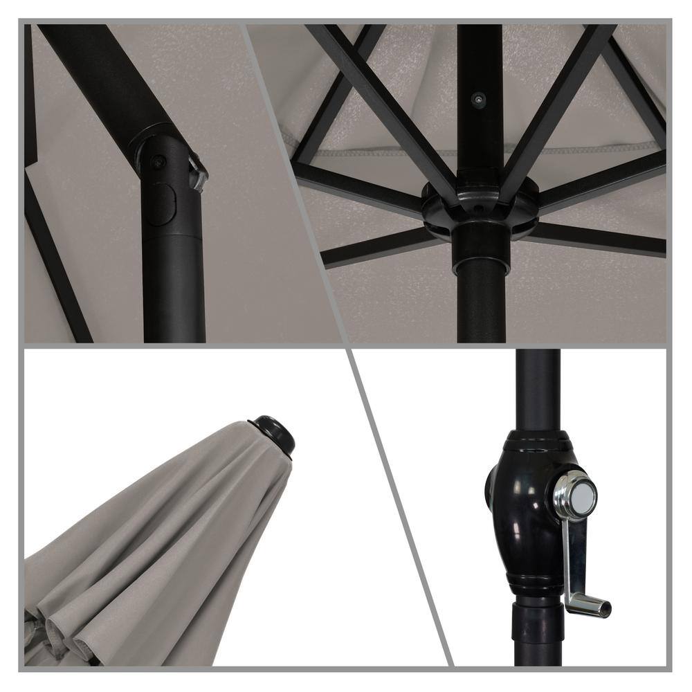 9 ft. Taupe Polyester Market Umbrella with Black Steel Pole