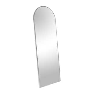 22 in. W x 65 in. H Large Arched Aluminum Framed Wall Bathroom Vanity Mirror in Silver