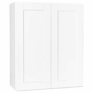 Shaker Satin White Stock Assembled Wall Kitchen Cabinet (30 in. x 36 in. x 12 in. )