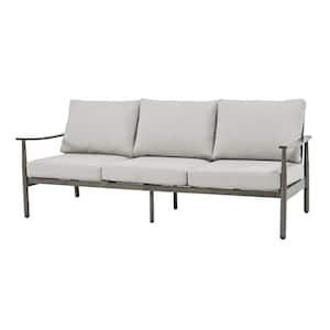 SleekLine 3-Seat Gray Aluminum Outdoor Sofa Couch with Light Gray Cushions